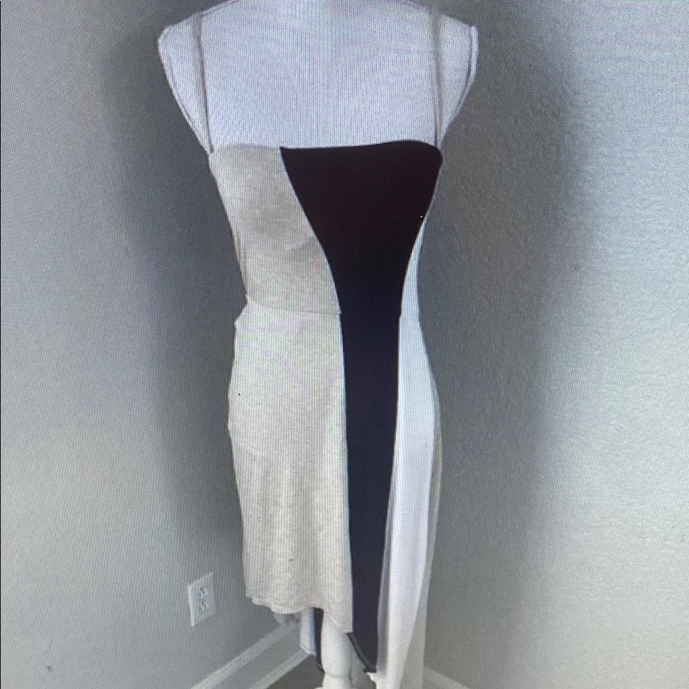 Calvin Klein NWT Womens Beige Colorblock Asymmetrical Hem Midi Dress Small